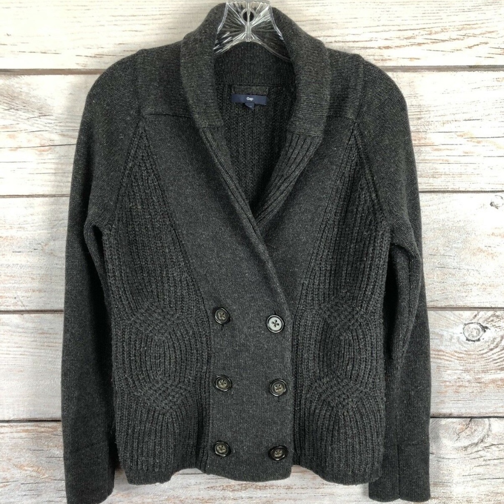 Gap Charcoal Gray Double Breasted Cardigan Sweater